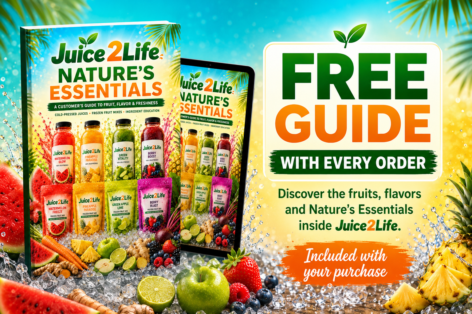 Juice2Life Nature's Essentials free guide included with every order